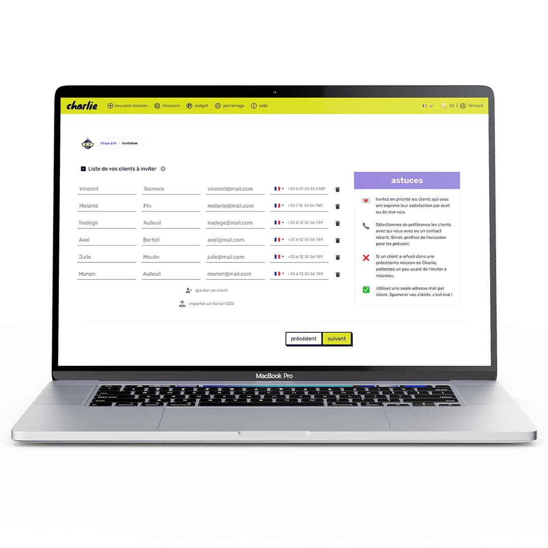 invitations charlie outil en ligne facile